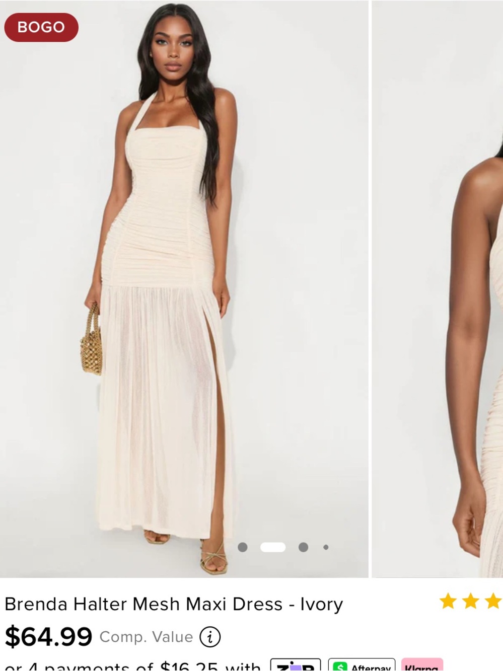 Fashion Nova Cream Halter Mesh Maxi Dress